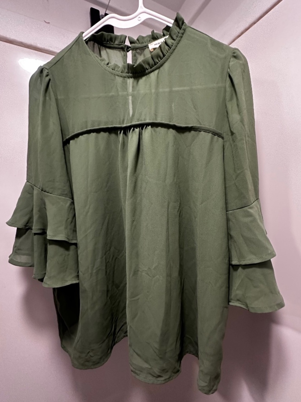 Green Ruffle Blouse